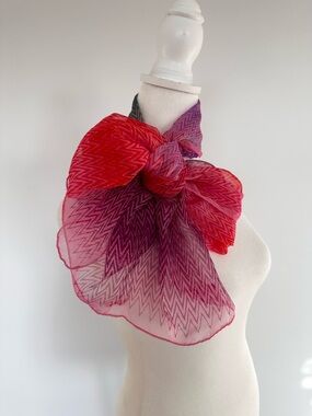 Missoni chiffon silk blend vibrant pink purple green chevron scarf